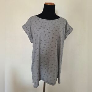 Kim & Cami Striped Star Print Short Sleeve Women's Top - Size 1X